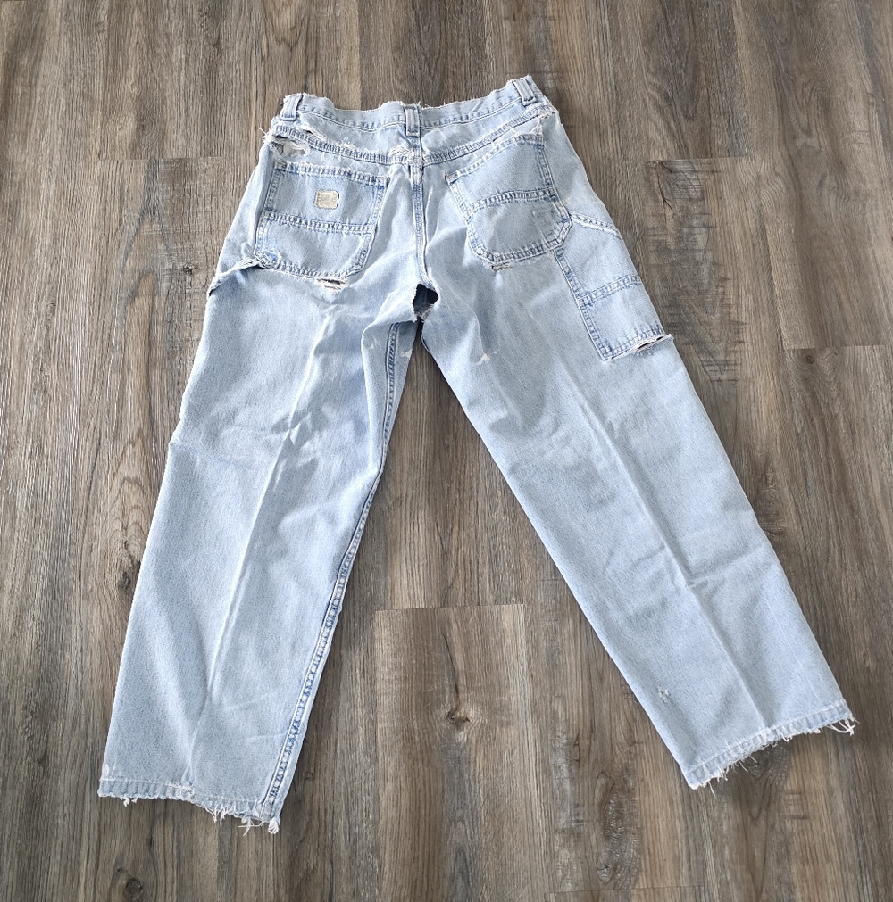 Vintage Rare Lee Dungarees Light Blue Distressed Women's Jeans Size 30/26